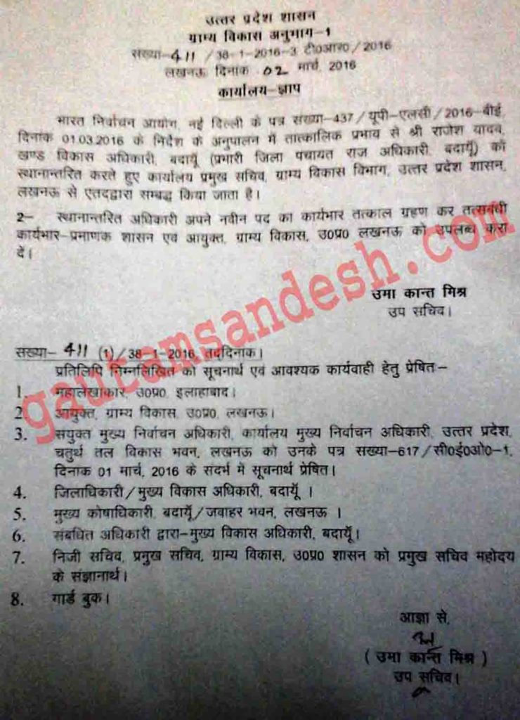 आदेश की प्रति।