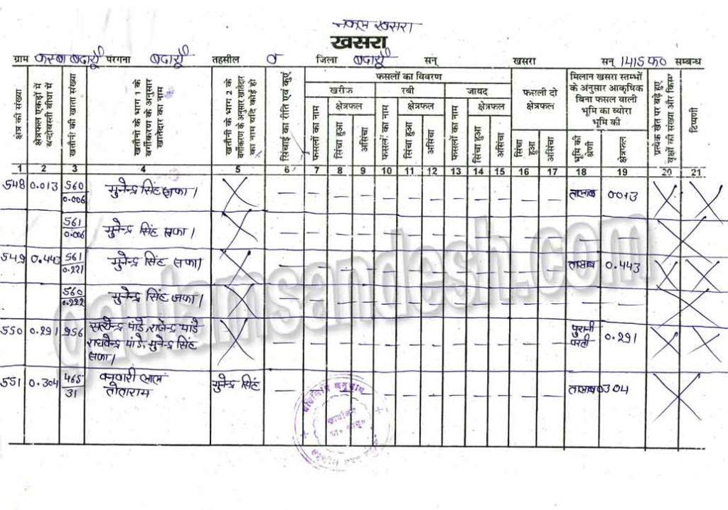 खसरे की नकल। 